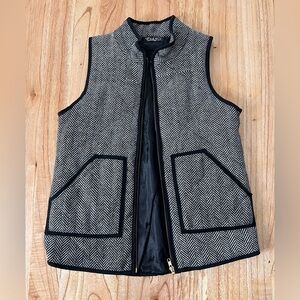 Black and white herringbone vest